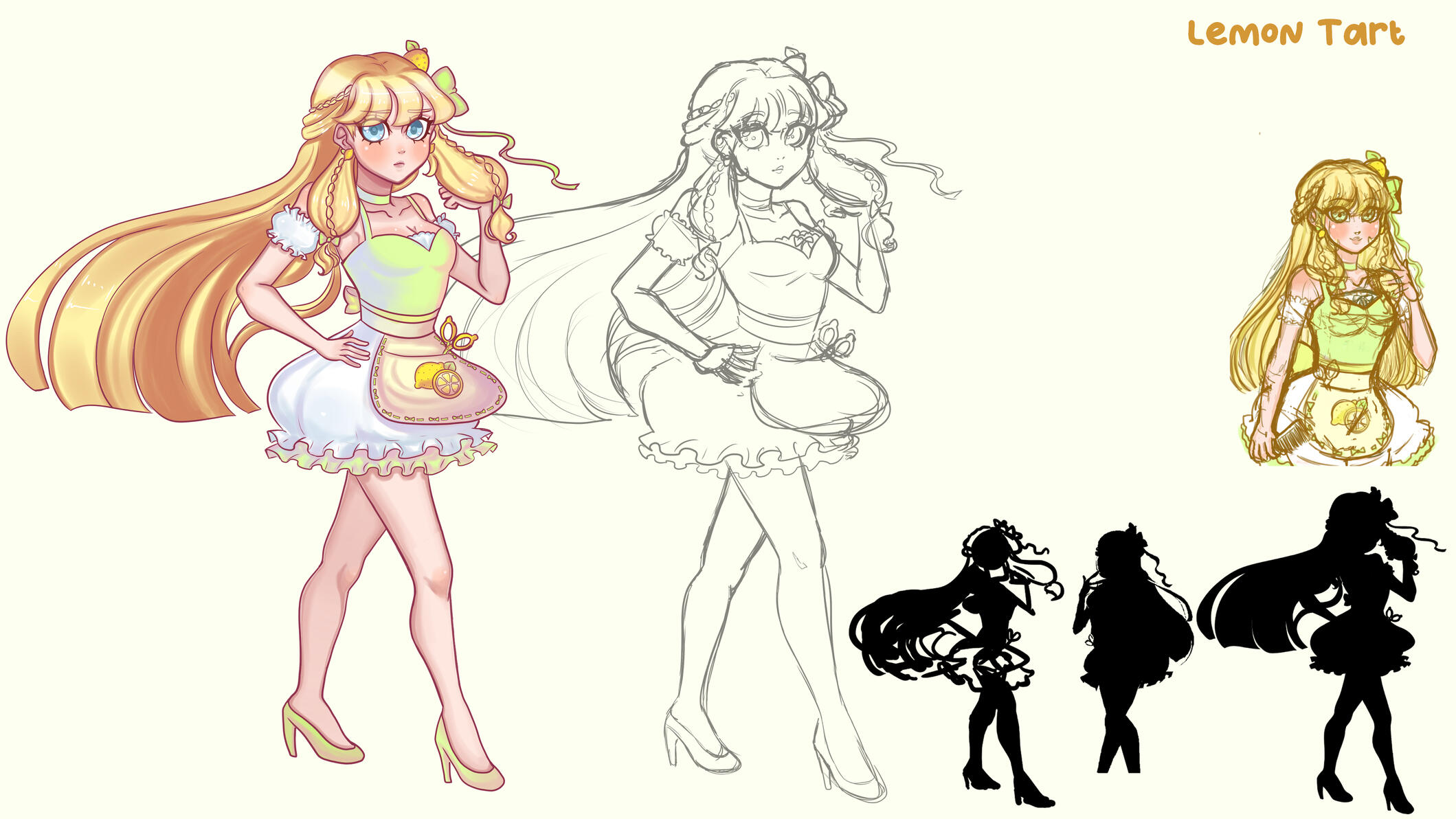 Character Concept Art of Lemon Tart, for project; Strawberry Cafe