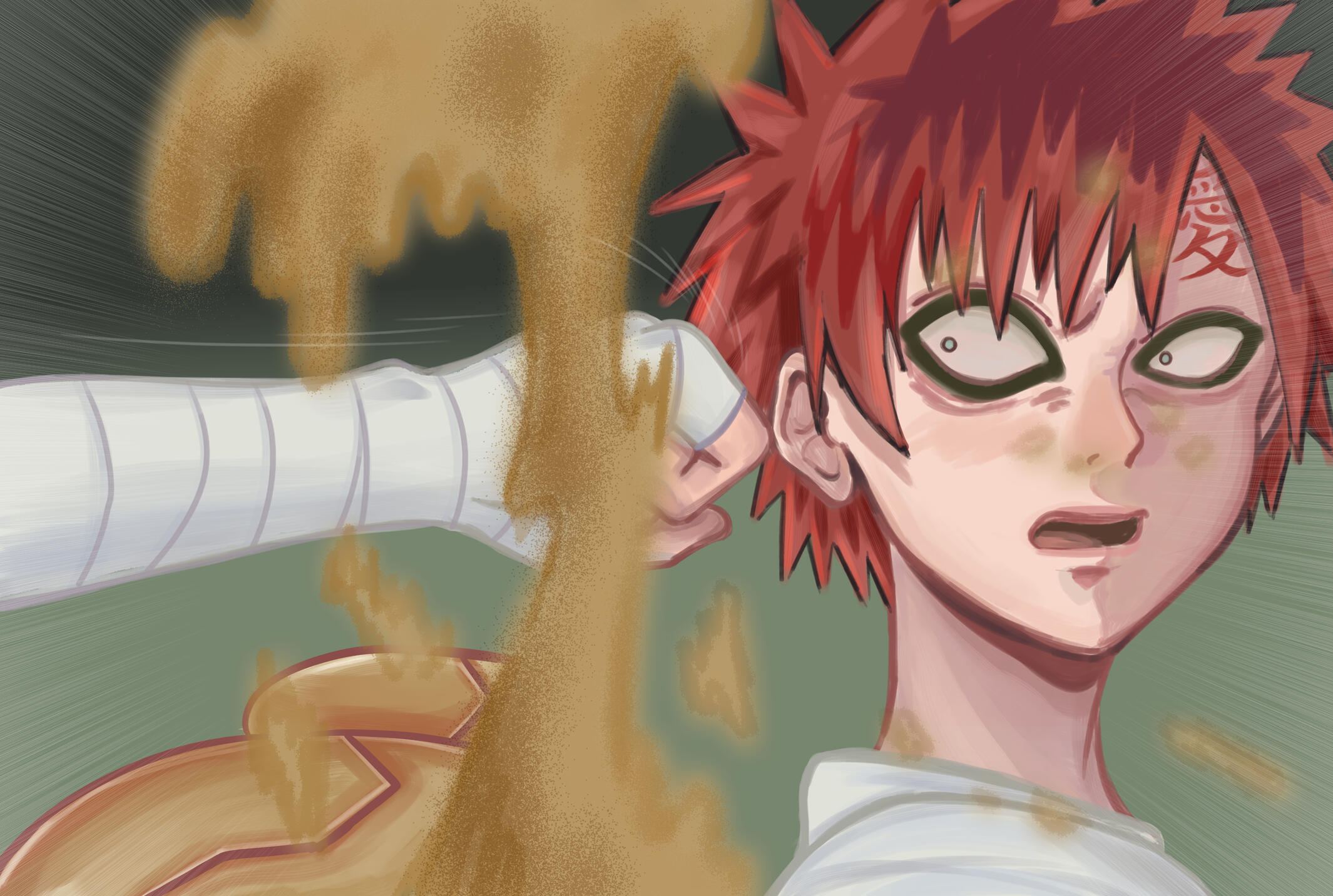 Part 2 of Gaara vs Rock Lee Fight Scene Redraw